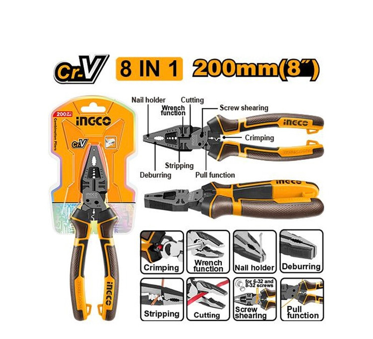 انبردست 8 اینچ حرفه ای 8 کاره اینکو مدل HMFCP28200