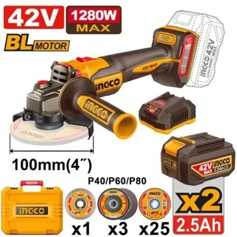 مینی فرز شارژی 42 ولت براشلس اینکو مدل CAGLI4128112 (یکسال ضمانت شرکت ابزار گستر غرب)